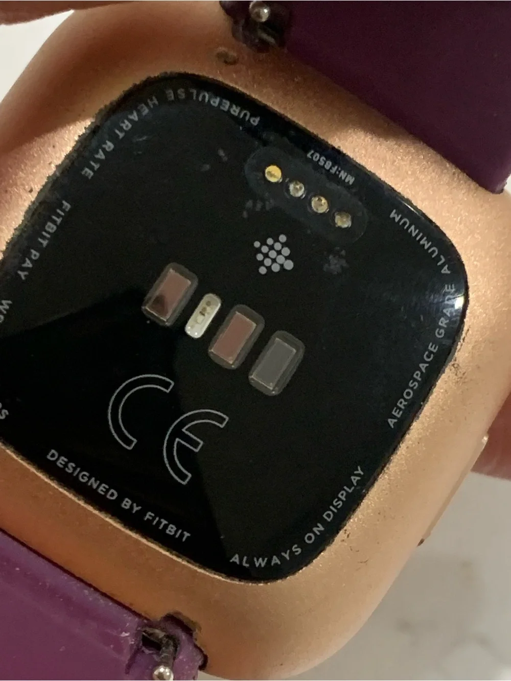 fitbit Versa 2 Plum Silicone Smartwatch with Rose Gold Case